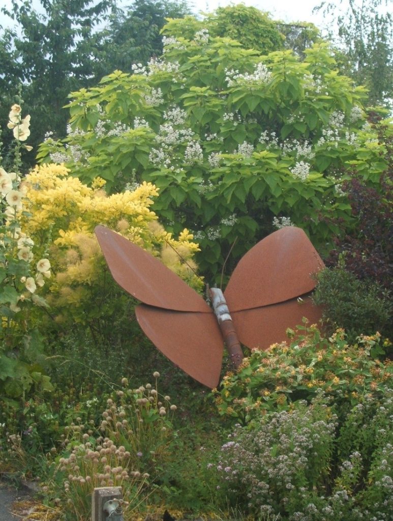 An outdoor butterfly sculpture